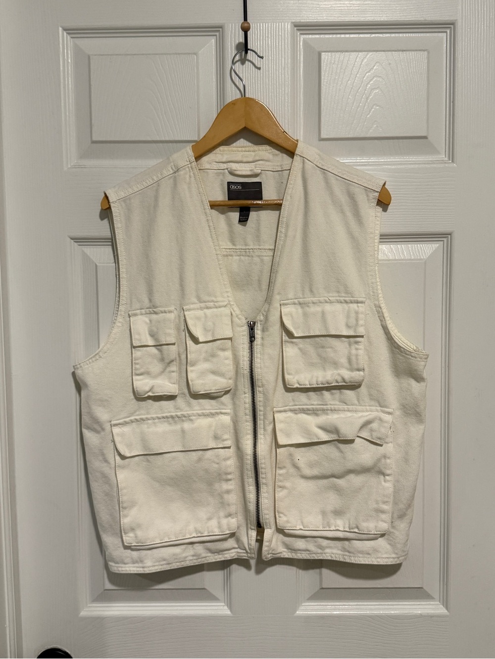 ASOS Utility Pocket Vest in Off-White